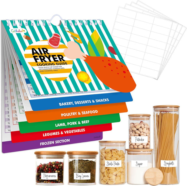 Air Fryer Cooking Guide Booklet with 72 Removable Blank Labels: Magnetic Air Fryer Cheat Sheet