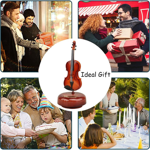 Quekas Violin Music Box - Classical Music Box Mini Replica Instrument Crafts Decoration Gift Craft Home Office Ornament