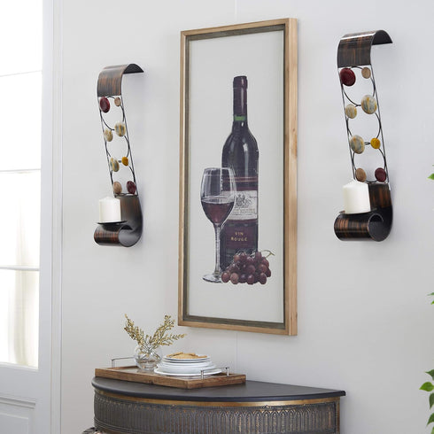 79 Set 2 5"W, 24"H, Deco Metal Solid Wall Sconce, of Brown