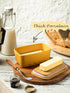 Covered Butter Dish with Lid, Large Yellow Butter Holder for Countertop, Airtight Seal Container for East West Coast
