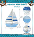 Sailboat 4.75 Inches Puzzled COTA Global Light Blue Stripes Extra Small Decor Handmade Wooden Boat Decor, Cute Beach