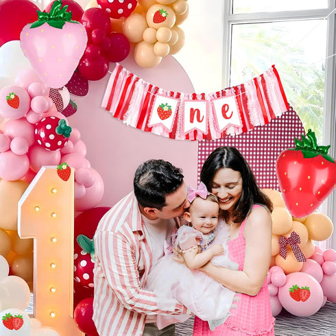 Kriyokiaa Berry First Birthday High Chair Banner One High Chair Banner Girl Photo Backdrop First Birthday Decorations