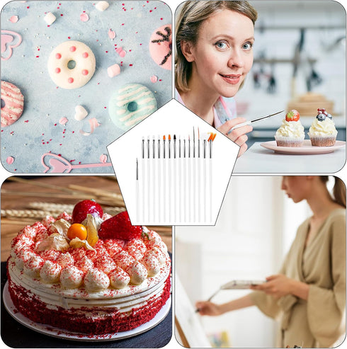 Aster 15Pcs Cake Decorating Brushes, Food Safe Paint Brushes Kit for Baking and DIY Tool Set