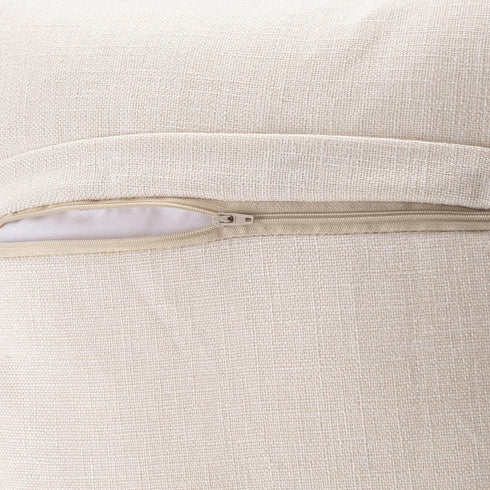 Meekio Set of 2 Ivory Square Pillow Covers, 16 x 16 Farmhouse Boho Covers with Coconut Buttons for Living Room Décor