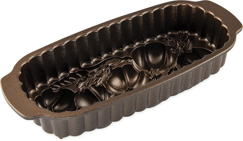 Nordic Ware 93448 Wheat & Pumpkin Cast Loaf Pan, 6 Cup Capacity, Bronze