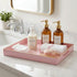MaAixHom 15.8" 11.8" Counter, x Pink Decorative Serving Tray with Gold Trim and Handles, Sturdy Rectangular Ottoman