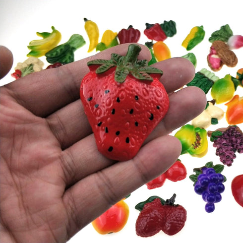Random 12Pcs Creative 3D Resin Fruit Vegetables Fridge Magnets - Funny Cute Decoration Accessories for Office School