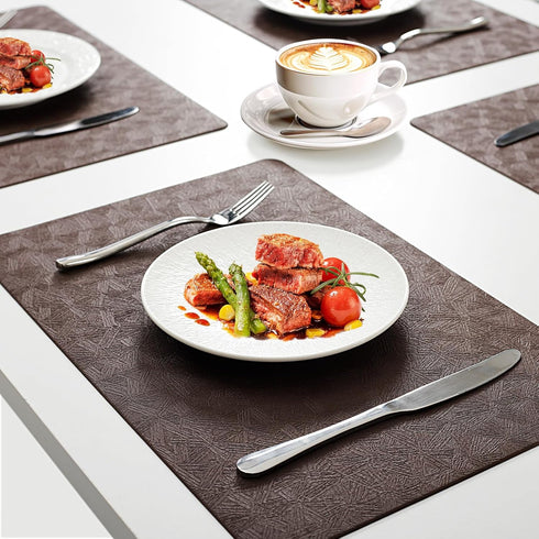 Uolr Set 8 100% (8,Coffee) Vinyl Placemats of Faux Leather Waterproof Wipeable Washable Place Mats Heat Resistant Easy