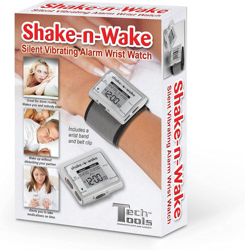 Tech Tools Vibrating Alarm Clock - Shake N Wake Silent Alarm Wristband Watch with Dual Alarms