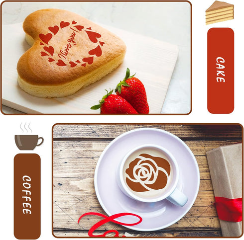 Outus 30 Pieces Valentine's Day Cake Stencils, Reusable Cookie Stencils for Baking and Painting Mould Templates