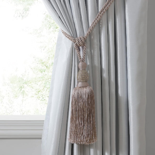 Elrene Home Fashions Julia Rhinestone Tassel Curtain Tieback, 26", Mauve
