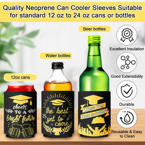 Ninehaoou 16 Count 2026 End of Class Graduation Can Cooler Sleeves Neoprene Can Covers Decoration Graduate Beverage