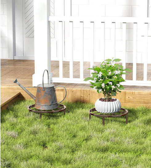 Josmimic 10.23" Bronze Metal Plant Stand: Short Flower Pot Stand - Heavy Duty Plant Holder for Home Courtyard Indoor