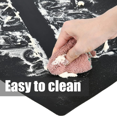 Large Thick Silicone Counter Mat 23.4" by 15.6", Heat Resistant Mat for Kitchen Table/Countertop Protector, Black