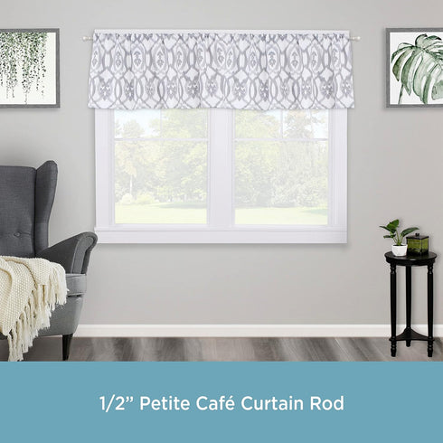 Kenney KN55971 Davenport Ball End Petite Café Curtain Rod, 48-86" Adjustable, Brushed Nickel Finish