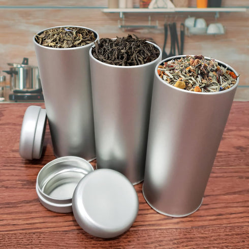 Tin Canister with Airtight Lids for Loose Tea, 16.9 ounces, Round Container for Coffee, Sugar Storage, 3pcs