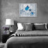 Farmhouse Blue Butterfly Flower Decor - Rustic Country Wall Art, Canvas Painting Prints for Bathroom