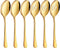 LIANYU 6 Pack Large Gold Serving Spoons Set, 9.8 Inch Stainless Steel Utensils for Party Buffet Dinner, 3 Gold Spoons &