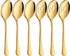 LIANYU 6 Pack Large Gold Serving Spoons Set, 9.8 Inch Stainless Steel Utensils for Party Buffet Dinner, 3 Gold Spoons &