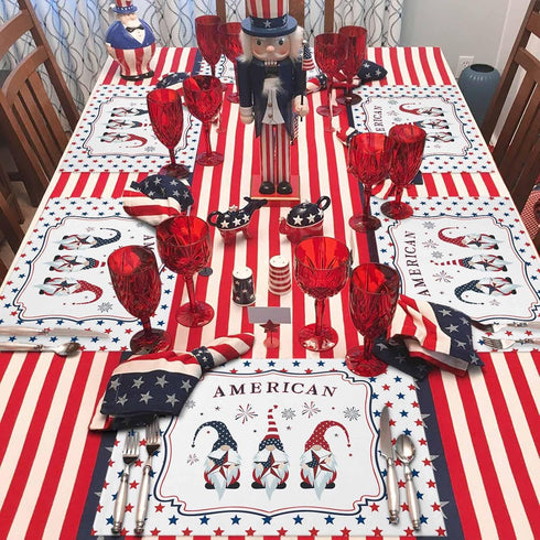 LooPoP Placemats Set of 6, Independence Day 4th of July Placemat for Dining Table Decorations, Cute Gnome Patriotic