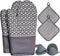 Oven Mitts and Pot Holders Set, 6pcs Thick Cotton Gloves High Heat Resistant with Non-Slip Surface