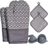 Oven Mitts and Pot Holders Set, 6pcs Thick Cotton Gloves High Heat Resistant with Non-Slip Surface