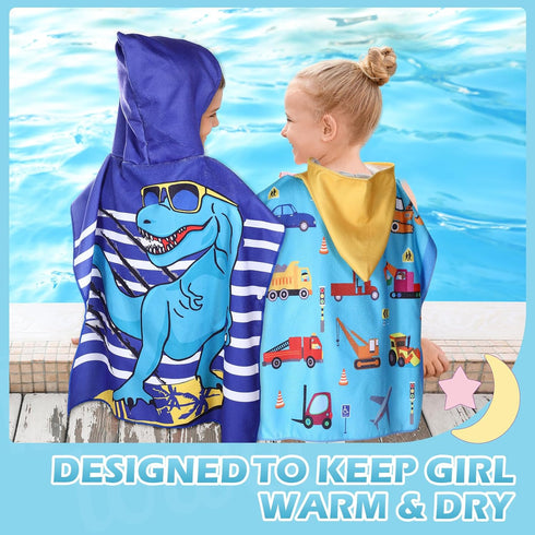 6 Toddler(47 24 Inch,Vivid Pcs Kids Hooded Towel Kids Bath Towels with Hood Microfiber Baby Pool Beach Towel for Boy