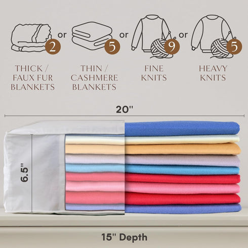 Hayden Hill Luxury Organic Cotton Sweater & Blanket Storage Bag, 20" Fits 9 Cashmere Sweaters, Moth Proof Bag