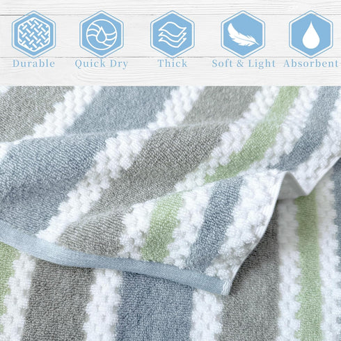 6 Pack 13"x13" Waffle Washcloths for Bathroom, Striped Wash Cloths - Cotton & Polyester | Quick Dry | Thick | Absorb