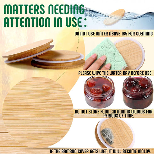 40 Roowest Pcs Yogurt Jar Lids Bulk Compatible with Oui Yogurt Jars, Natural Bamboo Wooden Lids Round Reusable Canning