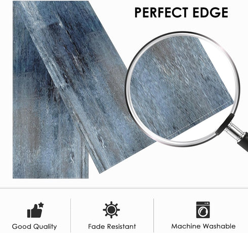 Decor(13x72 inch) Emvency Farmhouse Style Table Runner, Abstract Art Painting Denim Blue Table Runners for Kitchen
