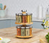 Orii 16 Jar Spice Rack with Included Spices - Rotating 2 Tier Bamboo Wood Countertop Organizer for Kitchen