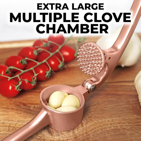 Zulay Kitchen Premium Garlic Press Set, Rust Proof & Dishwasher Safe, Easy-Squeeze, Rose Gold