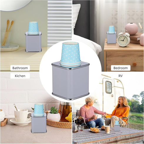 3oz 10 Countertops DOITOOL Bathroom Cup Dispenser, Dixie Cup Dispenser with Paper Cups, Dust-Proof Disposable Paper