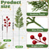 ComfyKit 45Pcs Artificial Pine Branches with Red Berry Stems,Christmas Faux Green Cedar Sprigs Branches,Fake Greenery