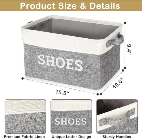 Closet, Lukeline Fabric Shoe Basket for Entryway, Hallway or Mudroom - Flodable Space-Saving Storage Bin for Decorative