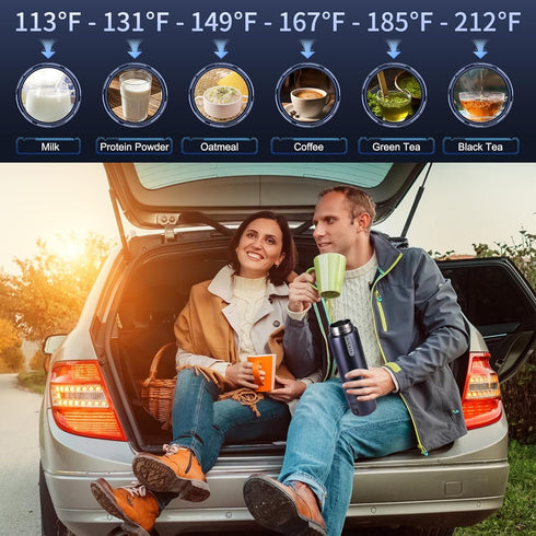 Heater,12V/24V 6 Dry,16oz Vacuum Insulated Car Electric Kettle,Miicasa Stainless Steel Tumbler Car Water Water Boiler