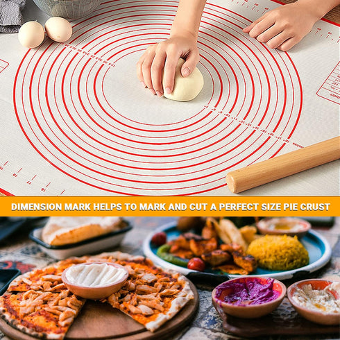 Qidoe Silicone Baking Mat, Extra Thick Non Stick (16"x 24") with Measurement, Fondant, Dough Rolling, Oven Liner