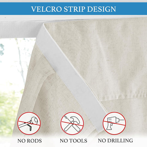 RYB HOME Natural Linen Blended Door Curtain, Privacy French Door Curtain, W 34 x L 69 in, 1 Pc