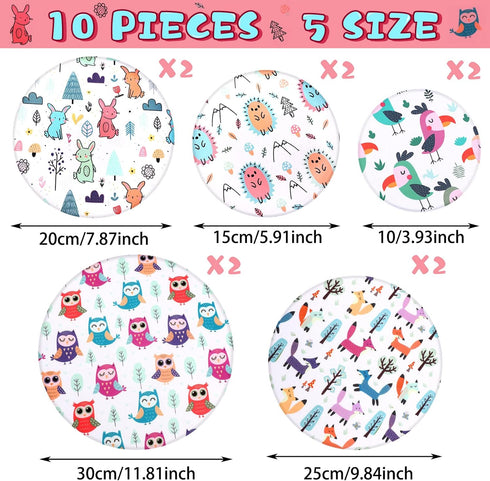 Patelai 10 Pieces Bowl Covers Reusable in 5 Size Stretch Cloth Fabric Bowl Covers Elastic Food Storage Covers Cotton Bread Bowl Covers Reusable Lids for Food, Fruits, Leftover (Cute Style) by Patelai