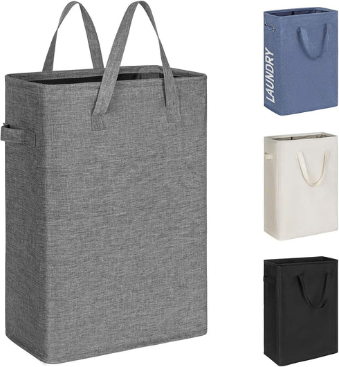 Chrislley 45L Slim Laundry Hamper, Narrow Laundry Basket with Handle, Foldable Dirty Clothes Portable Skinny Hamper