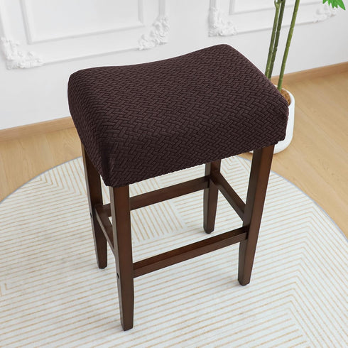 Set 2 Protector(Set 2,Waterproof-Coffee Waterproof Backless Bar Stool Covers of Rectangle Knitted Diagonal Stripes