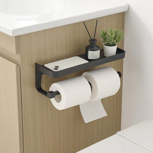 JOOM Hand Towel Holder for Bathroom -Paper Towel Holder Wall Mount - for Bathroom Black Paper Towel Holder with Shelf