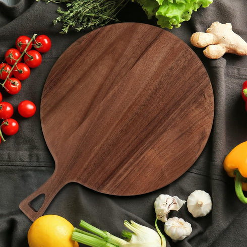 15.4 11.4 Inch 6 x Pcs Acacia Large Wood Cutting Board with Handle Round Large Wooden Cutting Boards Cutting Serving