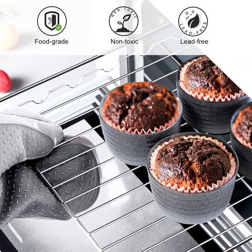 UNICASA Ramekin Set of 2, 8 oz Oven Safe Baking Set for Custard, Pudding, Souffle Cups in Reactive Gray