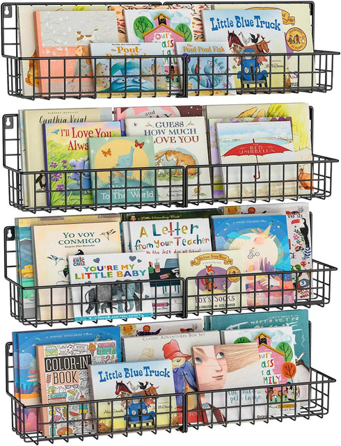 X-cosrack 24 Inch Wall Mounted Kids Bookshelf, Floating Metal Book Shelves for Kids