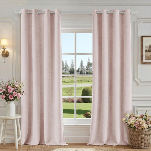 96 Inches 2 Grommet 52x96 Set 2 Beauoop Pink Floral Jacquard Blackout Curtains Long Panels for Living Room Bedroom