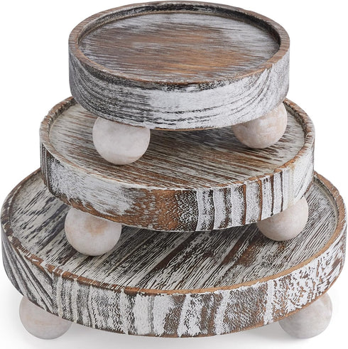 VIVIRBIEN 3PCS Wood Risers for Decor Mini Wooden Stool Display Stand with Removable