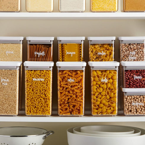Talented Kitchen Pantry Labels for Containers (375 Pack) - White Script Stickers for Organizing Food Storage
