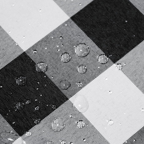 Hiasan Checkered Round Tablecloth 50 Inch - Black and White Waterproof Stain Resistant Washable Fabric for Dining Room